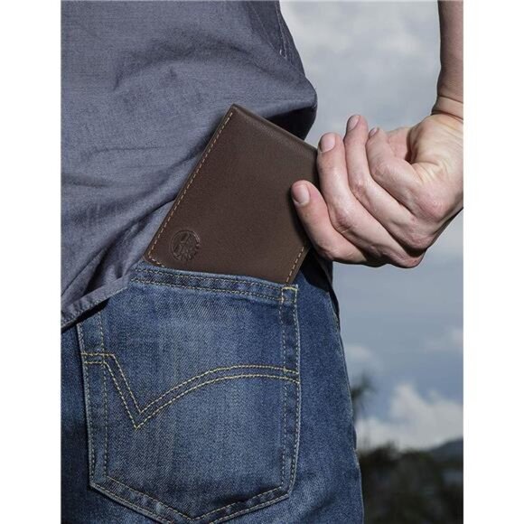 Men's Genuine Leather Wallet, Brown - Picture 4 of 4